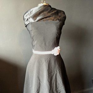 Black 50's style dress with pink rose accent sz9
